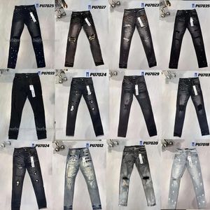 Designer maschile strappato motociclista sottile designer di pantaloni magri dritti vere jeans moda jeans marchio marchio vintage pantalone jeans marchio viola