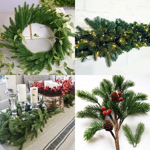 Flores decorativas 12 PCs Pinheiro de pinheiro de pinheiro Fake Plant Tree Ornament Ornament Home Garland Box Box Box Wedding Flower Decoration