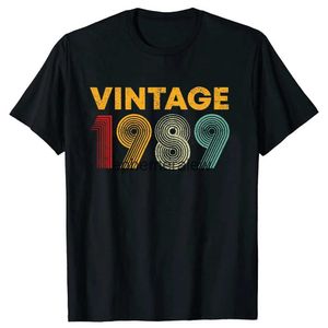 Herr t-shirts 35-årsdag klassiker 1989 vintage män kvinnor 35 år tee toppar rund hals kortärmning mode tshirt casual basic t-shirts h240407