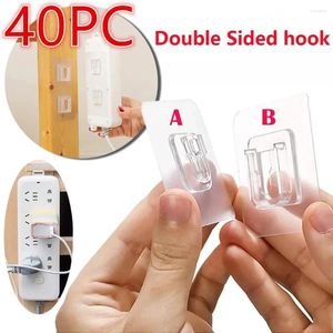 Hooks Double Sided Adhesive Wall Traceless Sucker Transparent For Storage Plug Socket Holders Bathroom Kitchen Bedroom Hook Kit