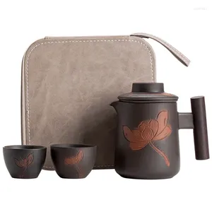 Teaware set Qingxi Purple Pottery Quick Cup Ceramic Teapot Tea One Pot Two Cups Portable Bag Travel Set Mini