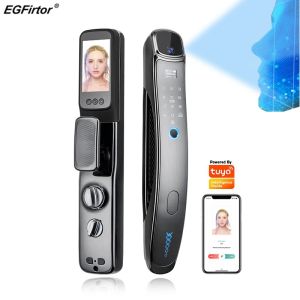 Lock EGFirtor Tuya Electronic Door Lock 3D Face Recognition Digital Fingerprint Security Touch Screen NFC Password Smart Home Lock