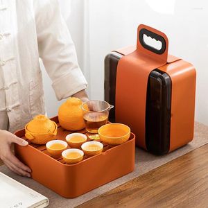 Tee -Sets Lucky Italien Kreativ tragbare Reise Tee -Set Orange Outdoor Making Tools Kombination Chinesisch Chinesisch