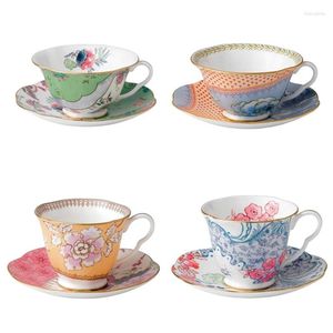 Cups Saucers Butterfly Blooming Flower Dancing Afternoon Tea Bone China Coffee Teacup And Saucer Cup