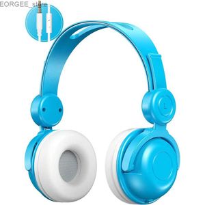 Cell Phone Earphones Kids Wired Headset HD Sound On Ear Sharing Funtion Noise Cancellation Headphone with Microphone for Tablet PC Phone Blue Y240407