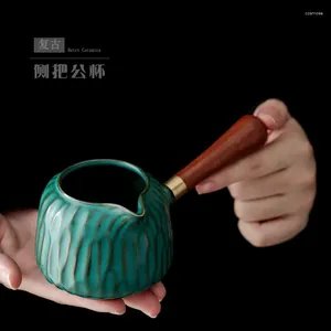 Zestawy herbaveware Retro Drewno Grain Pitcher Duże herbata do herbaty jasny kubek japońsko anty-szkielet boczny uchwyt morski gęstwy sitle kubek