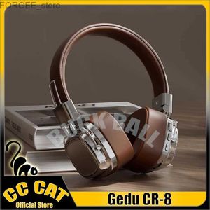 Cell Phone Earphones Gedu CR-8 Retro Wireless Bluetooth Headphone Over Ear Headsets Foldable Earphone Long Endurance Noise Reduction Gamer Earphones Y240407