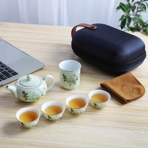 Zestawy herbaciarni Zestaw herbaty Travel Portable Doroczne spotkanie Prezent Magnolia Malowanie Krajobrazowe Puchar biurowy