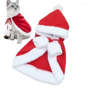 Hundebekleidung Haustier Weihnachtsumhang Korallen Samtkatzen Kapuzekap mit elastischen Band Katze Kleid Accessoires für Themenparty