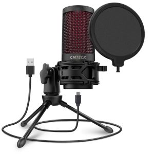 Mikrofoner USB Microphone Condenser Gaming Desktop Mic för PC -bärbar dator med Mute Button Antivibration Shock Mount Pop Filter