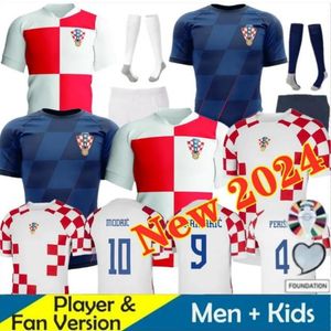 2024 EURO COP CROATIA Soccer Jersey New 2024 Croatie National Team 24 25 Jersey Men Kit Kit Kit Set Home White Away Men Blue Modric Kovacic Pasalic Perisi