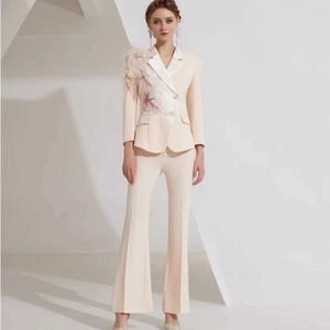 Calças de duas peças de duas peças Spring e Autumn Fashion Tennis Host Brand Womens Coat and Pant setC240407