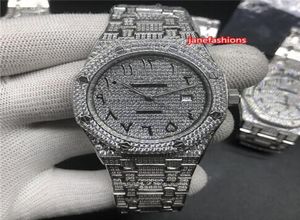 Topp Diamond Men039S Boutique Watch Silver Diamond Arabiska digitala mode Populära klockor Automatiska mekaniska sport W3702222