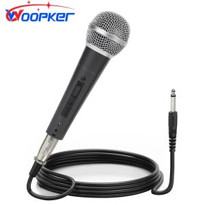 Microfones Woopker Handheld Wired Microphone Cardioid Dynamic MIC med kabel på/av -brytare för högtalare Karaoke Singing Machine AMP Mixer