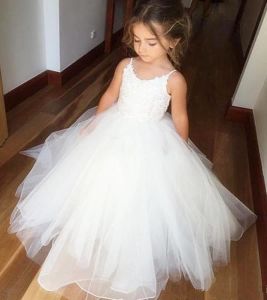 Dresses Pearls Lace Arabic Flower Girl Dresses Ball Gown Satin Cap Sleeves Child Dresses Beautiful Flower Girl Wedding Dresses