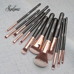 Makeupborstar Set 12st Gold Foundation Powder Contour Eyeshadow Make Up Brush 240403