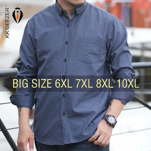 Men Shirt Plaid Kleid Langarm Langarm Plus Size 6xl 7xl 8xl 10xl Übergroße formale Mode lässig Schwarzweißer Designer Hochqualität 240326