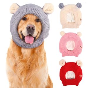 Dog Apparel Noise Protection Anxiety Relief Pet Ears Covers Hat Solid Knitted Winter Warm Earmuffs For Medium Large Dogs Quiet Ear Muffs