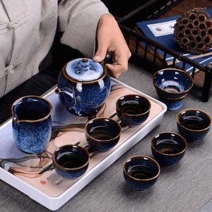 Tee-Sets Messerwechsel Keramik Reise Tee-Set tragbarer Auto-montierter Begleitpaket Business Gift einzigartiger Designer Teapot