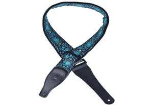 Jacquard Nylon Bass Guitar Strap Dubbelskikt 25 mm med längre äkta ko läderändar1048062