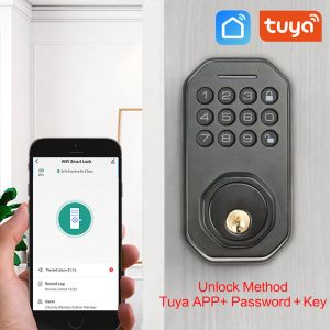 Lås Tuya Smart Door Lock WiFi Electric Key Lock Smart App Digital Code Electronic Door Lock för Locker Home Security Mortise