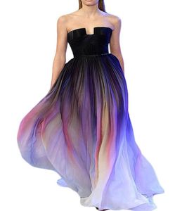 2019 New Deisgn Trägerloses Aline Women Prom Kleider Court Train Multicolor Model Evening Kleider Rückenloser Sash Vestido de Fiesta P1205606