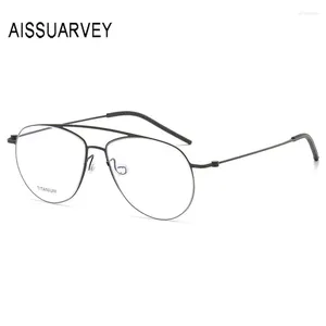 Солнцезащитные очки рамки круглый двойной мост титановые очки мужчины оптические очки