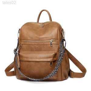 Multi-function Bags Winter Womens Leisure Backpack PU Leather School Youth Girls Travel Retro Fashion Leopard Shoulder Bag yq240407