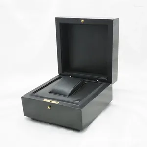 Watch Boxes High End Solid Wood Brand Customized High-end Automatic Packaging Box Wooden Shiny Flip Case Storage Display