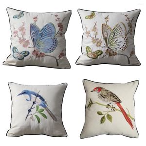 Pillow American Style Machine Embroidery Butterfly Cover Light Luxury Square Throw Pillowcase Without Inner Pillows Decor Home