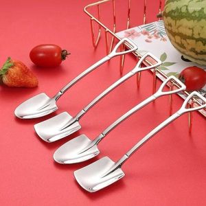 Spoons 1PC Stainless Steel Shovel & Point Coffee Tea Spoon Ice Cream Dessert Tip Scoops Cutlery Tableware Set Kitchen Tools