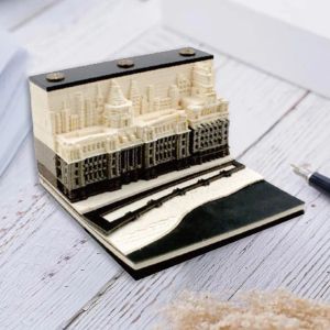 Miniatures Shanghai Bund Model Threedimensional Paper Carving Notepad Home Ornaments 3D Memo Pad Sticky Notes With Lights No Calendar