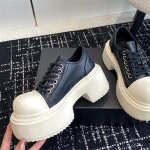 Modne buty swobodne skórzane luksusowe buty designerskie buty skórzane dla kobiet trampki 6 cm buty platformowe