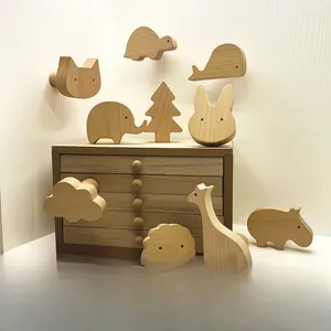 Hangers Animal Cute Hook Star Free Nail Sticker Strong Adhesive Perforated Solid Wood Entrance Door Instagram Children's Room