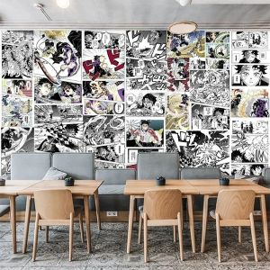 Adesivos Slayer Ghost/Sete Sinos Capitais/Jujutsu Kaisen Japonês Cartum Wallpaper Black and White Cartoon Wall Stickers