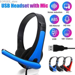 Cell Phone Earphones Play noise-canceling microphone wired headset universal USB gaming headset for PC/laptop Y240407