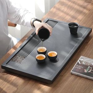 Teaware Sets Dry Bubble Tea Tray Drainage High Quality Food Chinese Wooden Ceremony Table Bandeja Madera Household Products