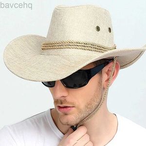 Wide Brim Hats Bucket Hats Vintage Wide Brim Sunhats Men Western Cowboy Hats Summer Panama Beach Sun Visor Cap Party Travel Sombrero Outdoor Fishing Cap 240407