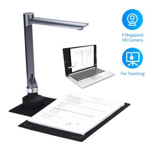 Moderator F60A HD 5MP USB -Dokument Scanner Falten Sie A4 -Größe Capture -Kamera mit LED Light Touch Control für Online -Unterrichtsvideocorder