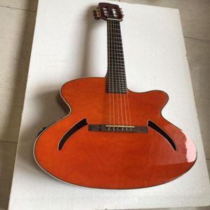 Hela bruna 6 strängar gclassic akustisk elektrisk gitarr i brunhög kvalitet1802259531212