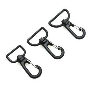 100pcslot Plastic Black Rotating Swivel Snap Hook Buckle For Weave Paracord Lanyard Backpack Webbing Carabiner8418158