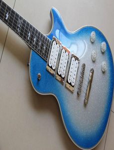 NEU ACE FREHLEY Signature 3 Pickups E -Gitarrenblitz Metallic Silver Blue Mirror Covers 131204 1207153740484