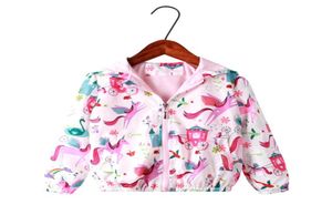 Girl039S Print Zipup Hoodie Shirt Cartoon Flamingo Stormsuit Vneck Mantel 3 Styles 100140cm4000688