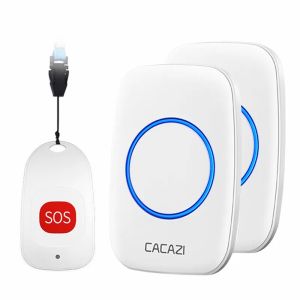 Dzwonki do drzwi Cacazi Smart Home Wireless Pager Doorbell Old Man Awaryjne alarm dzwoniące Bell US UE UK Plug 80M Zdalny smycz SOS przycisk SOS