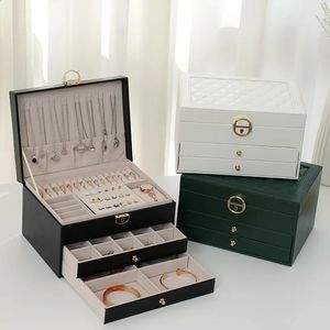 13Layers Schmuck Organizer Display Halter Doppelschublade PU Leder mit Schloss Aufbewahrungshülle Halskette Ohrringe Ringbox 240327