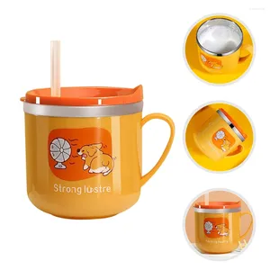 Kupalar Sippy Bardak Toddler Cups Karikatür Sütle Kapak Çocuk Evi 316 Paslanmaz Çelik Astar Çocuk Su