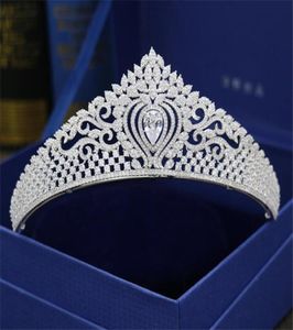 Vintage Queen Crown cyrkon Tiara Wedding Bridal Headband Crystal Rhinestone Hair Akcesoria biżuterii Zespół Embak Hair8721170