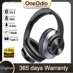 سماعات الهاتف الخليوي Oneodio A10 ANC Bluetooth Headphons Audio HI-RES Over Ear Wireless Headset مع 5 ميكروفونات USB C Fast Charge Hybrid Earphone Y240407