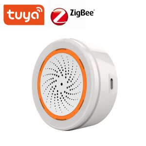 Detektor Tuya Smart Zigbee3.0 Siren Larmtemperatur Fuktighet 90dB Ljudljus Sensor Batteri Byggt 3 I 1 ZigBee Sensor Smart Life