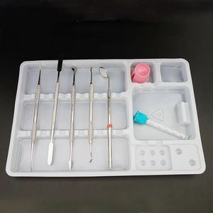 Dental alet aletlerini ve sarf malzemelerini ayrı bir şekilde organize etmek ve ayırmak için diş plastik alet tepsisi